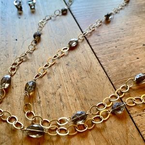 Gold link-chain necklace SET with earrings